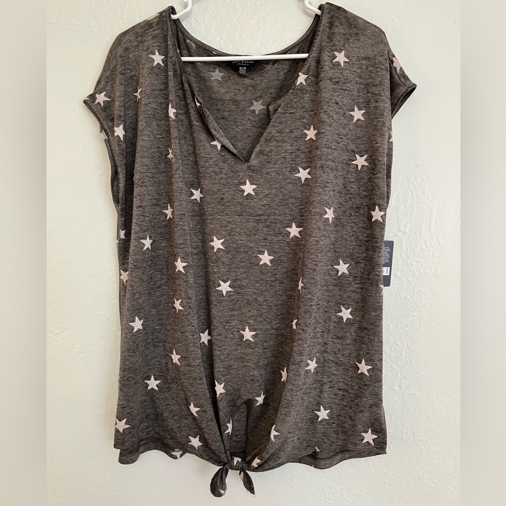NWT Lucky Brand Grey Stars Tie Tee XL